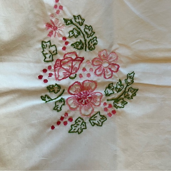 Floral Embroidered pillow cases. Hand cross stitched. Cotton/Polyester. New - Picture 4 of 6